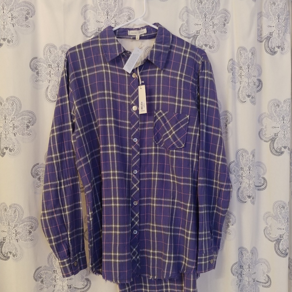 Purple plaid cutout back shirt NWT!!!